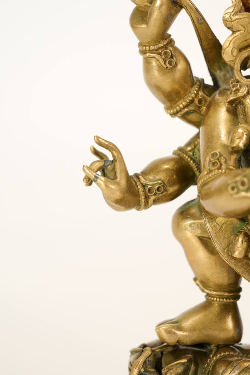 Lot930 清乾隆 铜鎏金大黑天像 - 图8