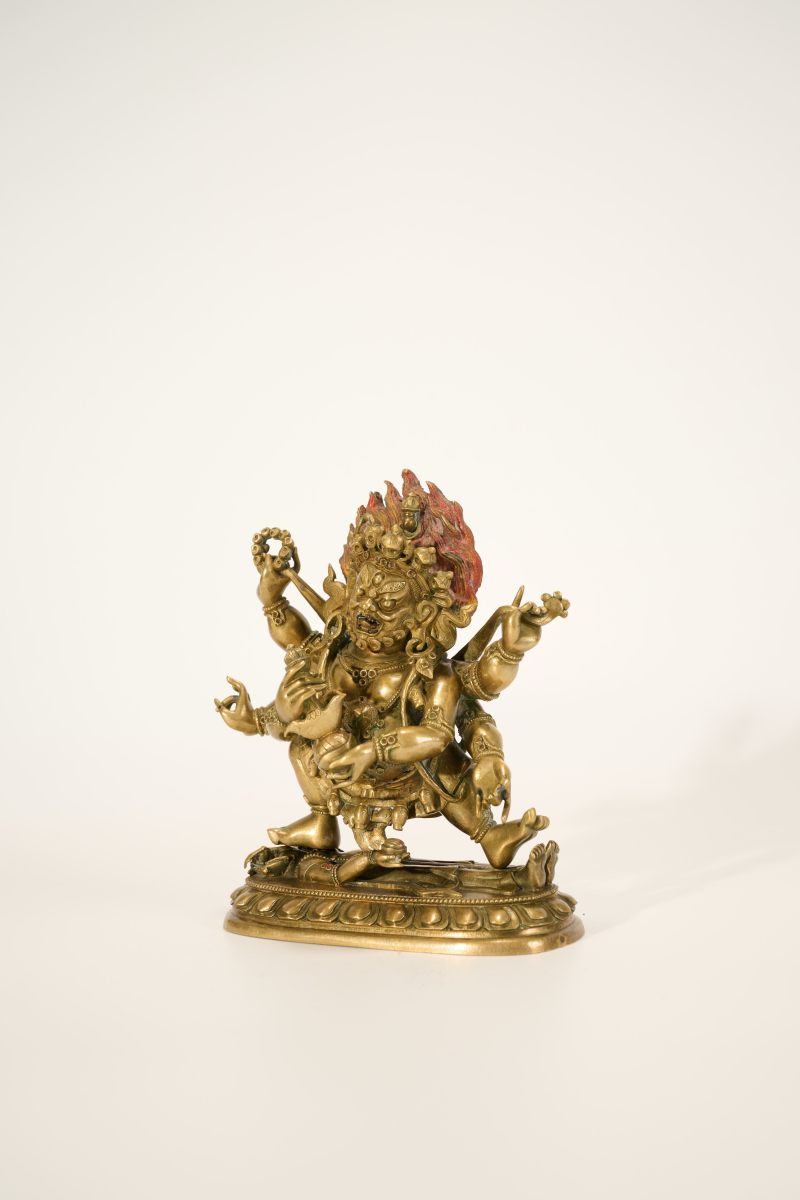 Lot930 清乾隆 铜鎏金大黑天像 - 图3