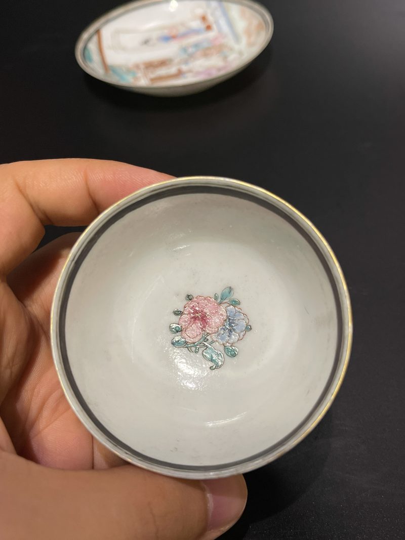 清乾隆 广彩人物故事图杯盏一套 - 图9