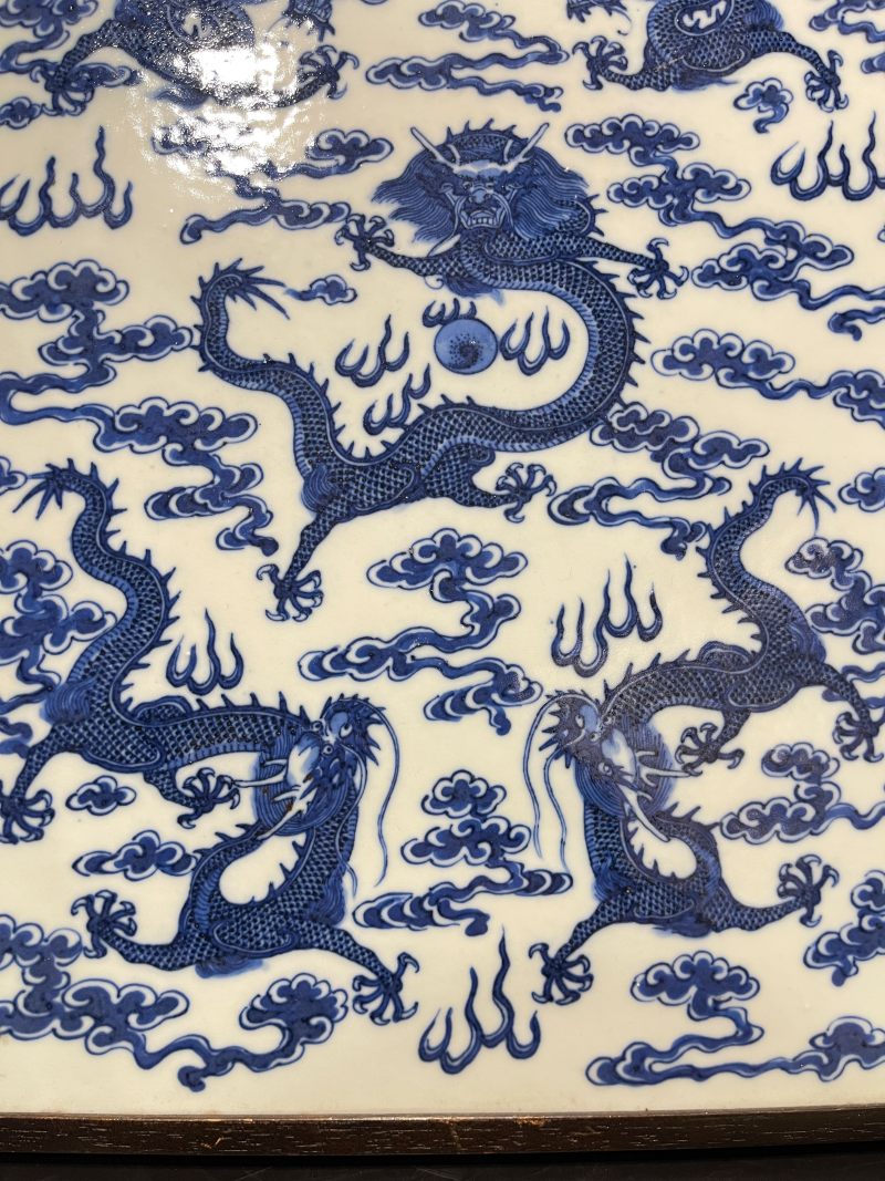 清光绪 青花五龙图瓷板 - 图5