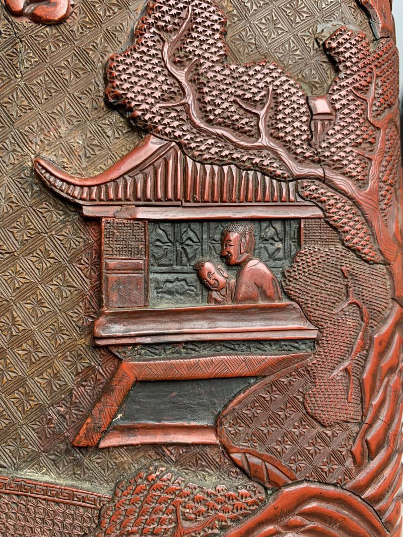 明 “黄成造”款剔红郭子仪祝寿图箱 - 图19