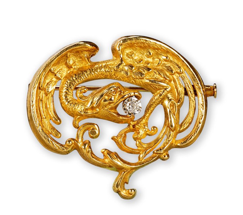18k黄金飞龙胸针