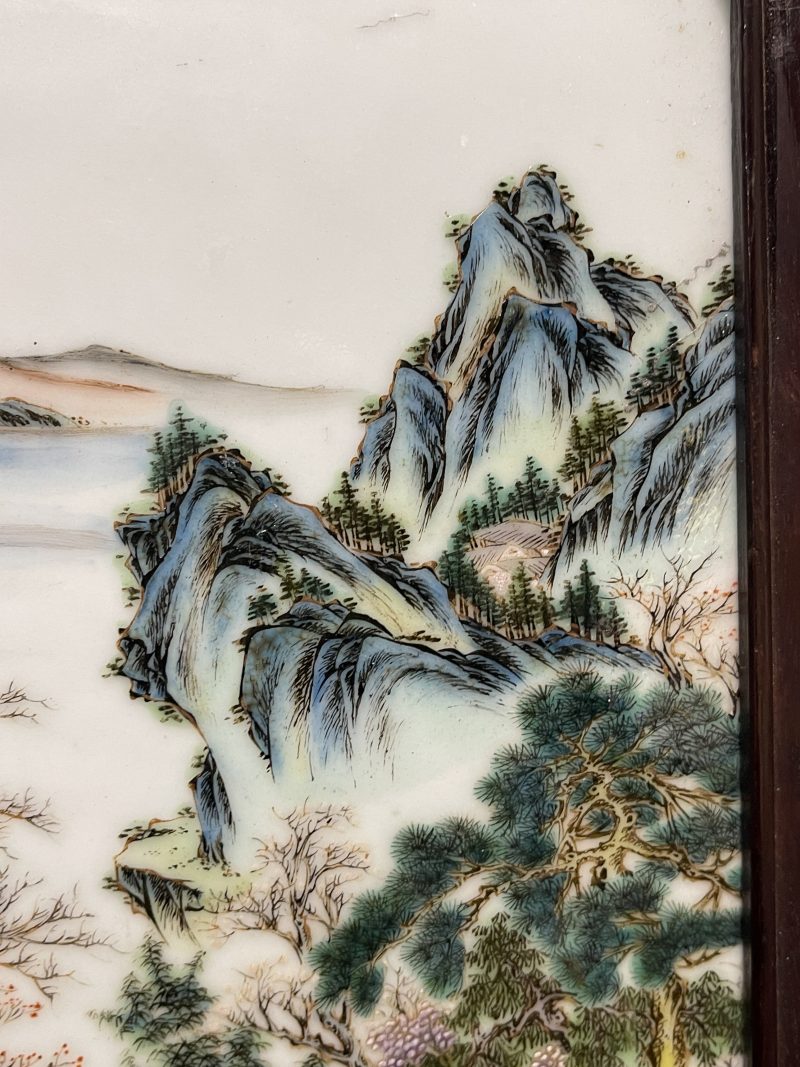 清晚期 粉彩春江待渡图瓷板 - 图7