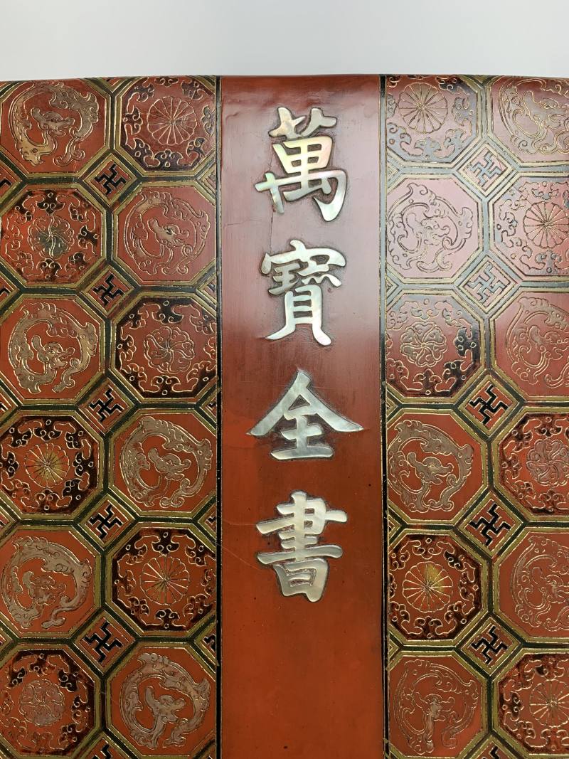 清乾隆 朱漆戗金锦地纹“万宝全书”书盒 - 图12