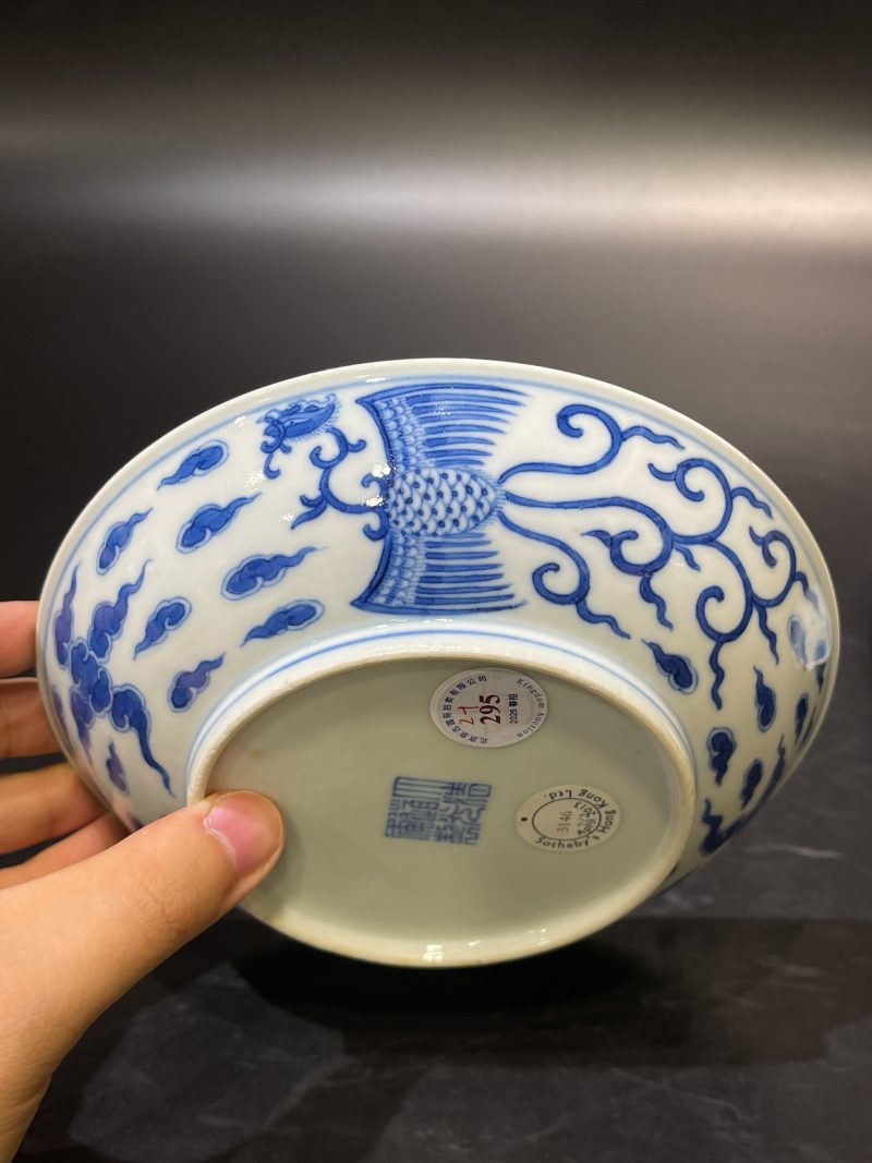 清道光 青花凤纹盘一对 - 图10