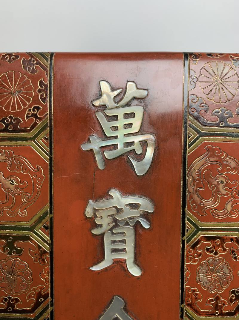 清乾隆 朱漆戗金锦地纹“万宝全书”书盒 - 图13