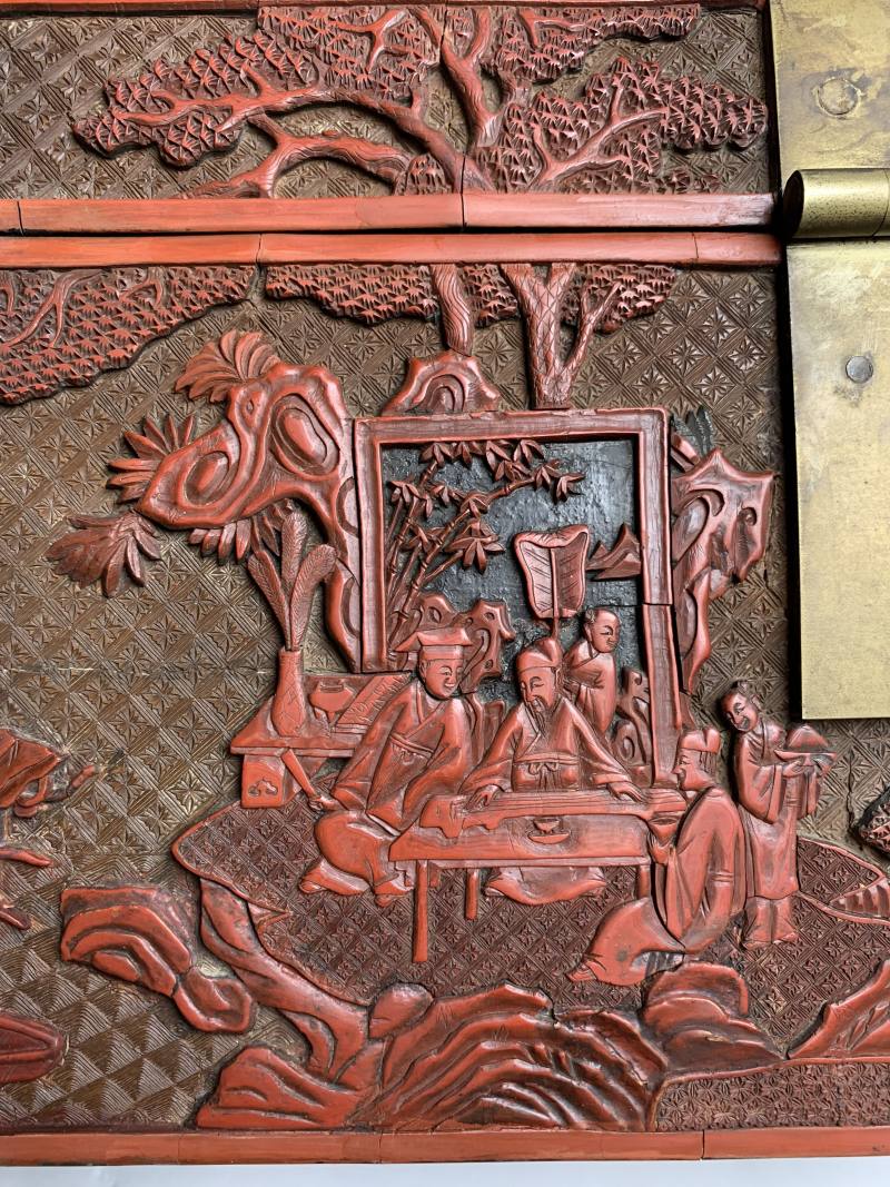 明 “黄成造”款剔红郭子仪祝寿图箱 - 图21