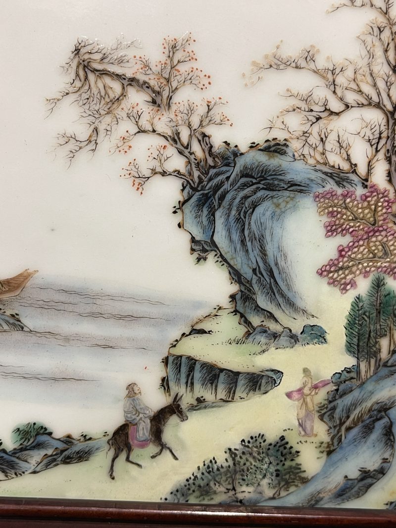 清晚期 粉彩春江待渡图瓷板 - 图9