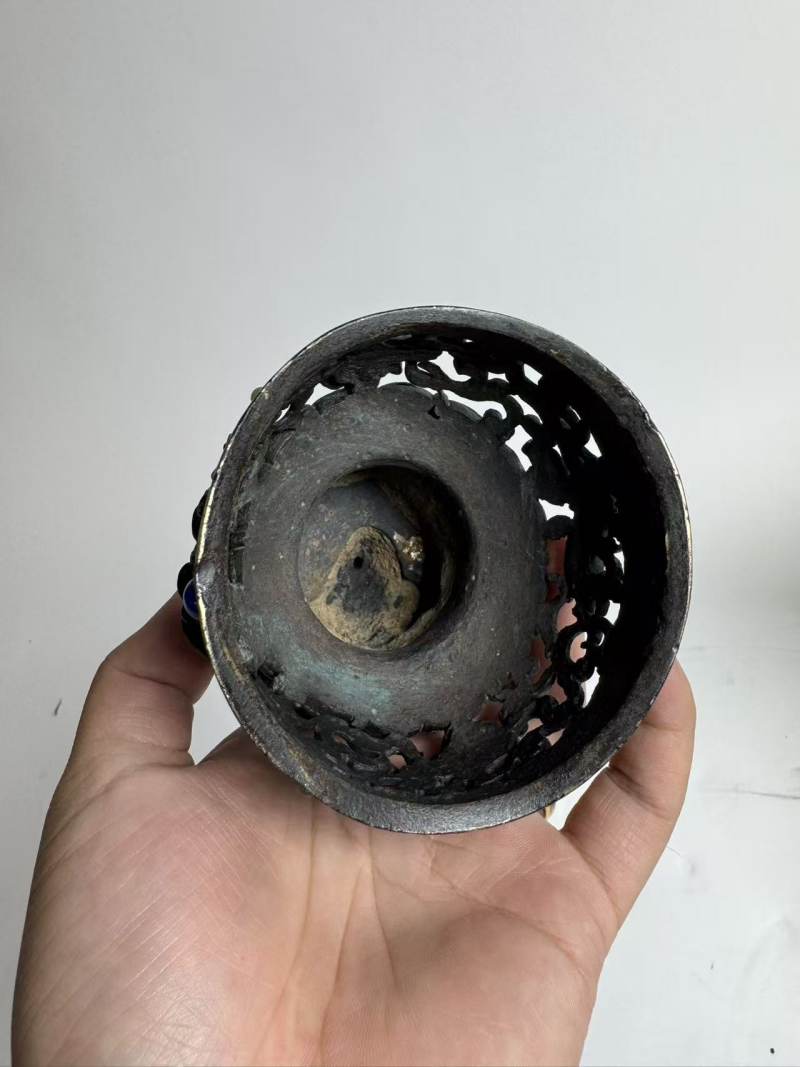 清康熙 宫廷铜嵌宝瑞兽香薰 - 图7