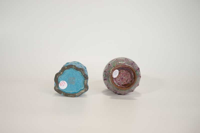 Lot813 清 炉均釉笔筒、窑变兽耳瓶一组 - 图4