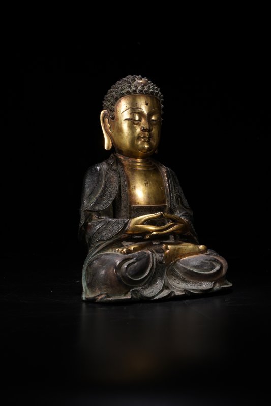 明 铜鎏金阿弥陀佛 - 图3