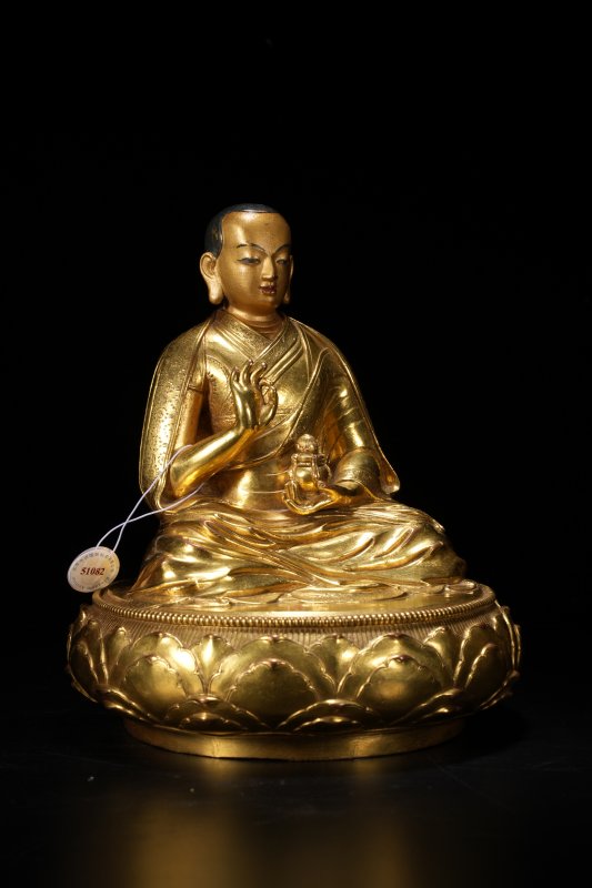 清乾隆 扎纳巴扎尔风格  铜鎏金二世哲布尊丹巴 - 图3