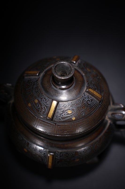 明 铜错金银蚰耳炉 - 图3