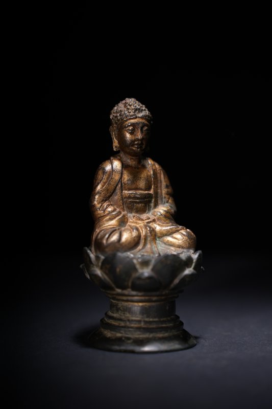 明 铜漆金阿弥陀佛 - 图3