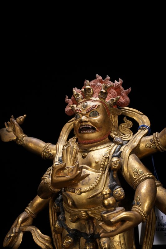 清乾隆 宫廷  铜鎏金六臂白玛哈嘎拉财神 - 图6