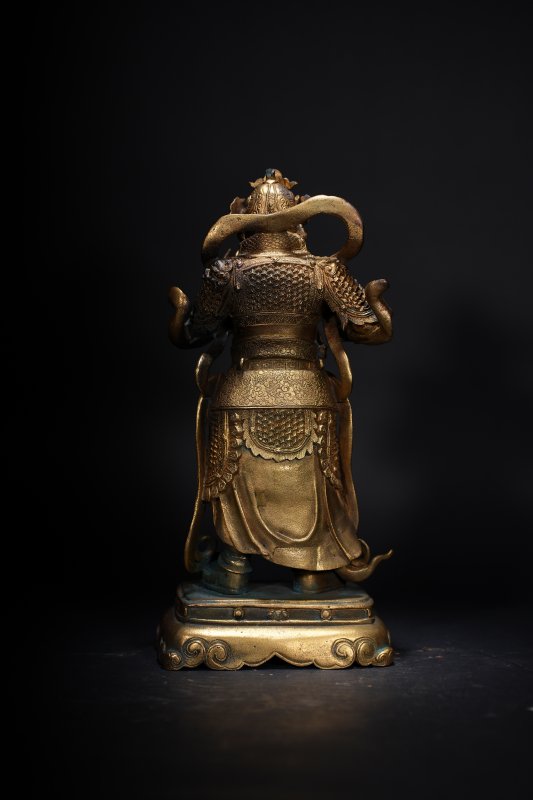 明 铜鎏金天王一对 - 图4