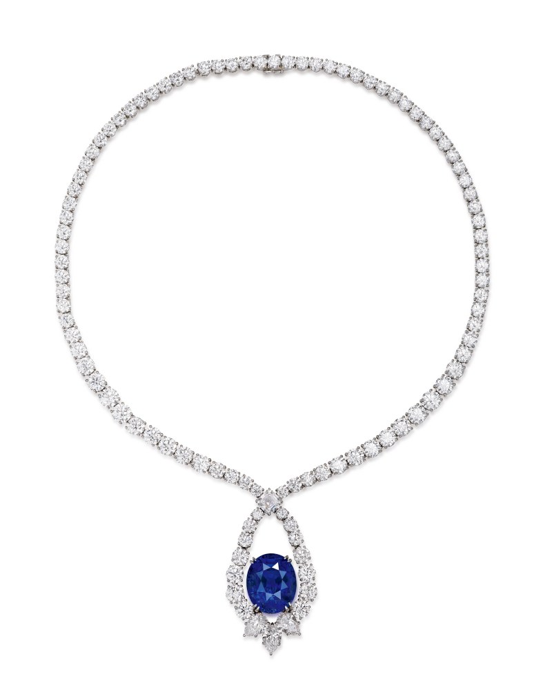 海瑞温斯顿(Harry Winston)设计 23.17克拉斯里兰卡变色蓝宝石配钻石项链，未经加热 - 图2