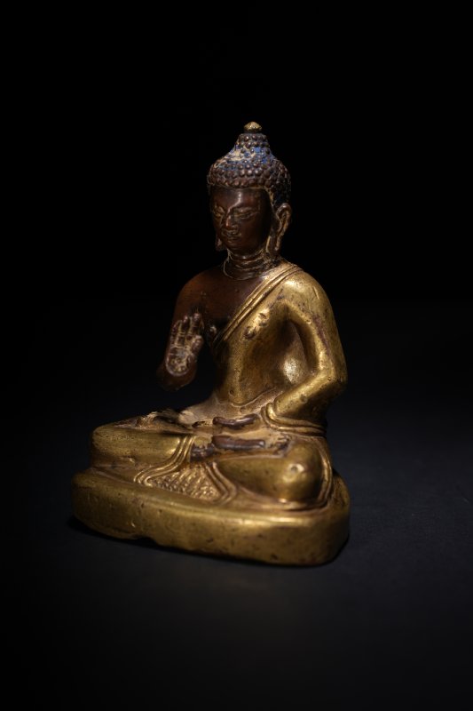 明 扎什布伦寺风格 铜鎏金不空成就佛 - 图2
