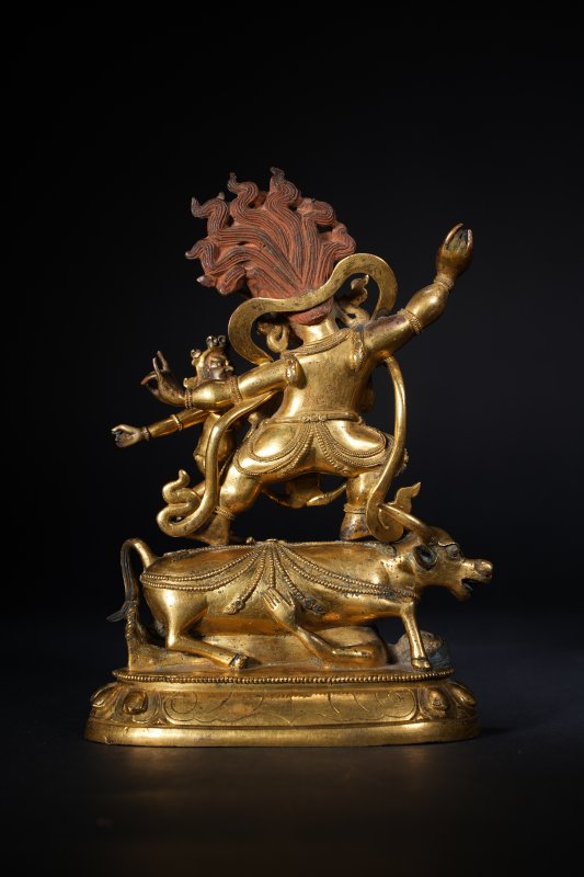 清乾隆 铜鎏金阎魔敌 - 图5
