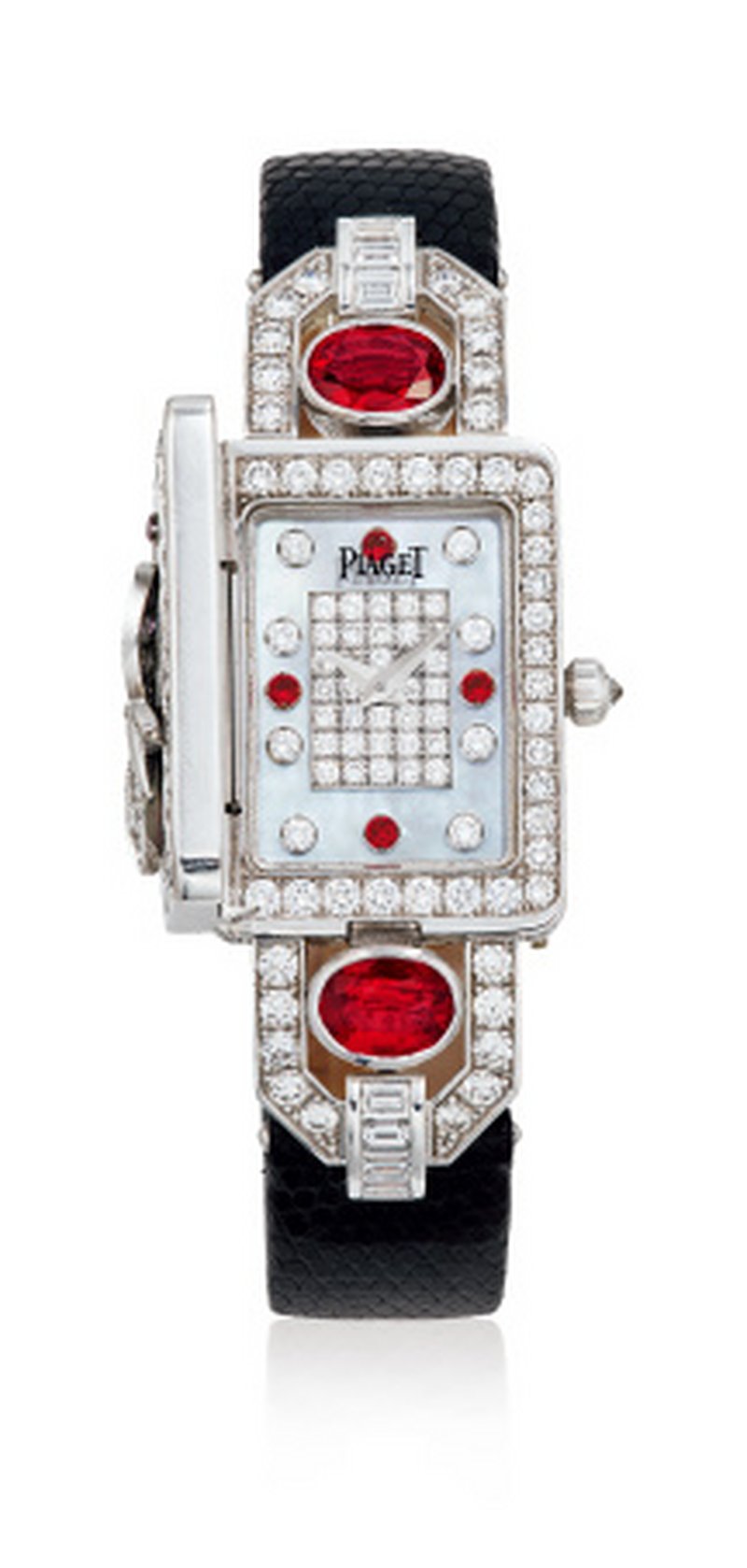 伯爵 全球唯一 18K白金手动上弦女款镶钻、红宝石及蓝宝石腕表 