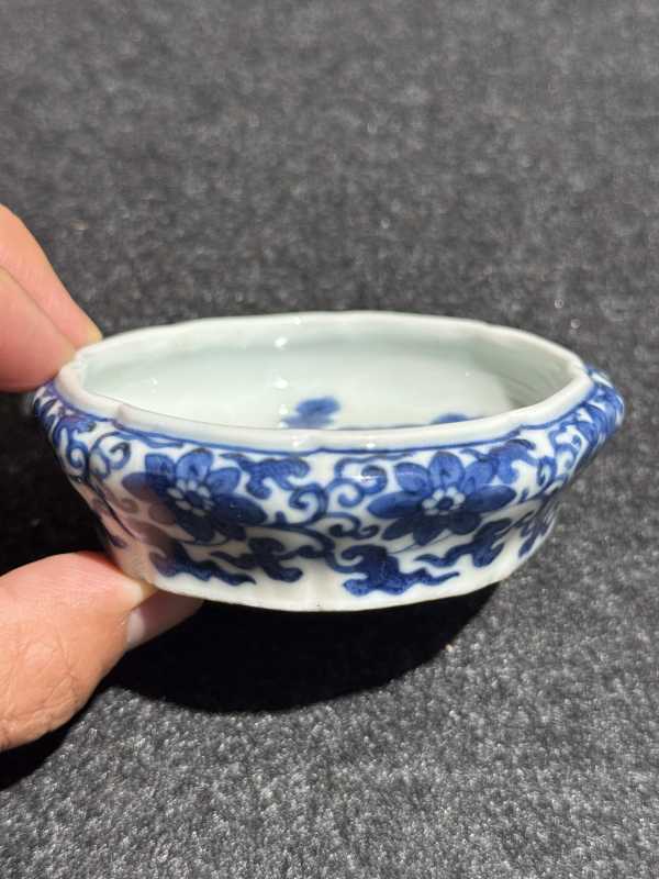 清中期 青花釉里红鱼藻纹陶公洗 - 图5