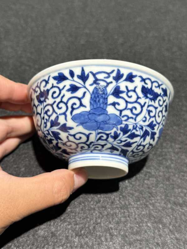 清光绪 青花花卉纹碗一对 - 图10