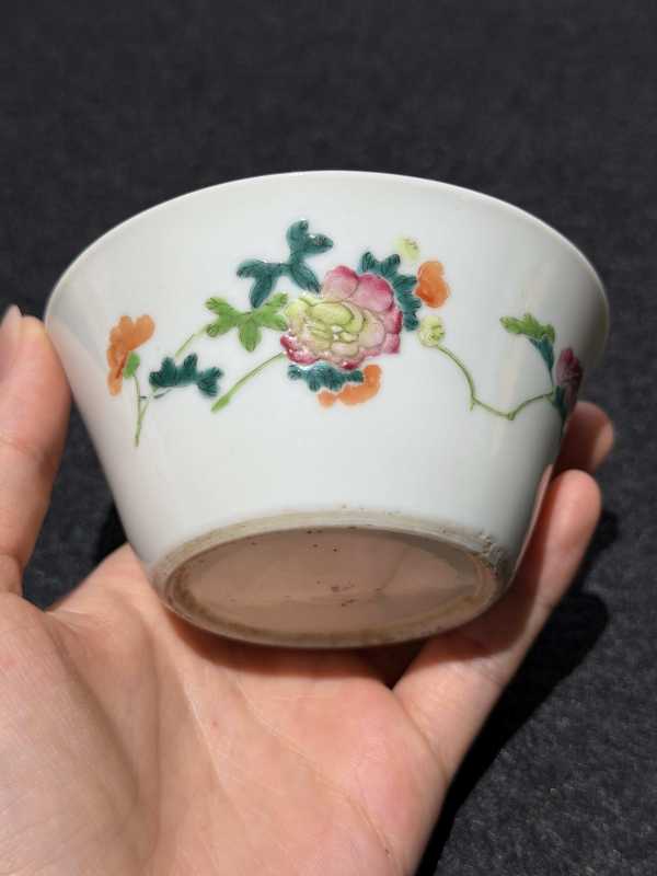 清雍正 粉彩折枝花卉纹马蹄杯一组十只 - 图13
