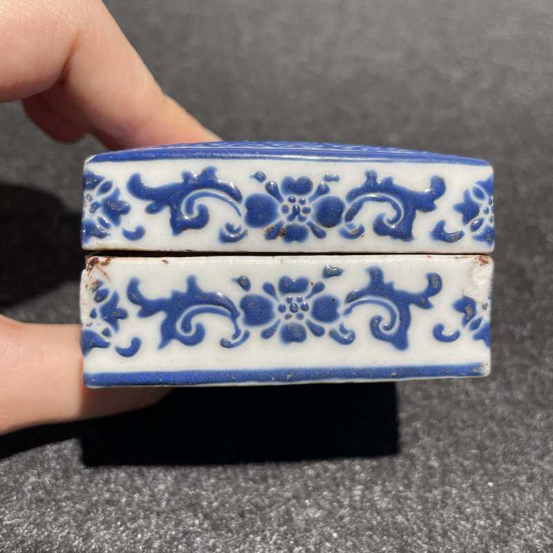 清乾隆 蓝料彩印泥盒、水丞一组两件 - 图12