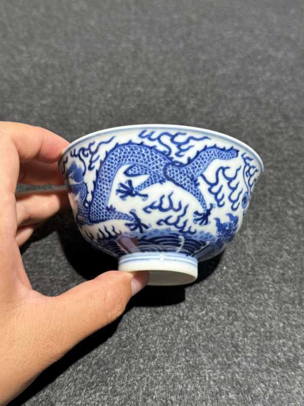 清同治 青花云龙纹小碗 - 图3