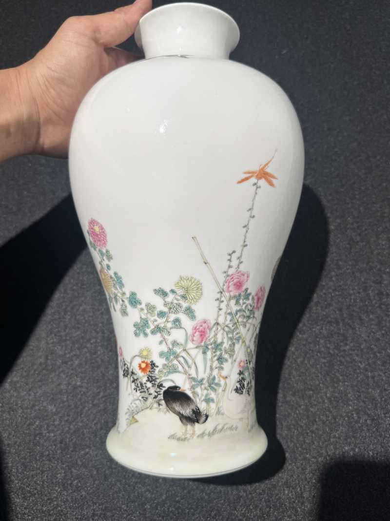 民国 粉彩花鸟纹梅瓶 - 图5