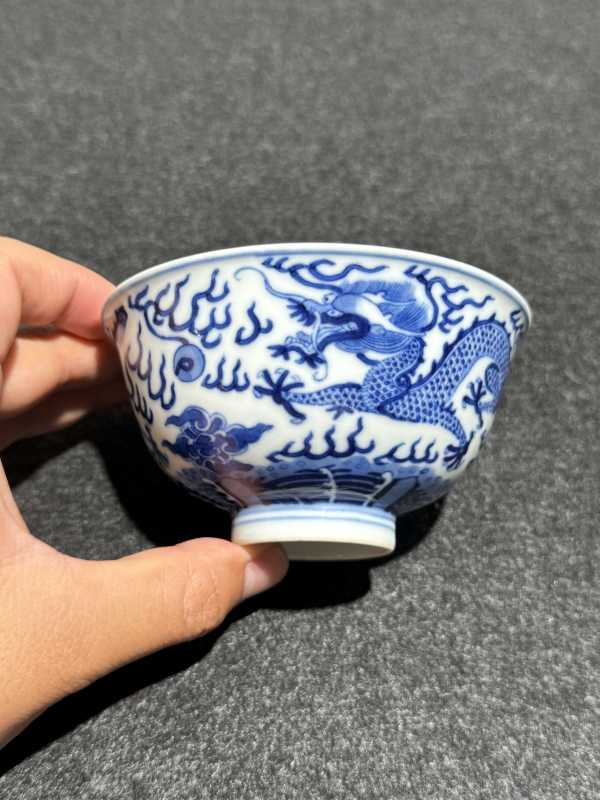 清同治 青花云龙纹小碗 - 图4