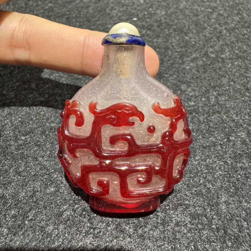 清 龙凤纹套红料烟壶 - 图3
