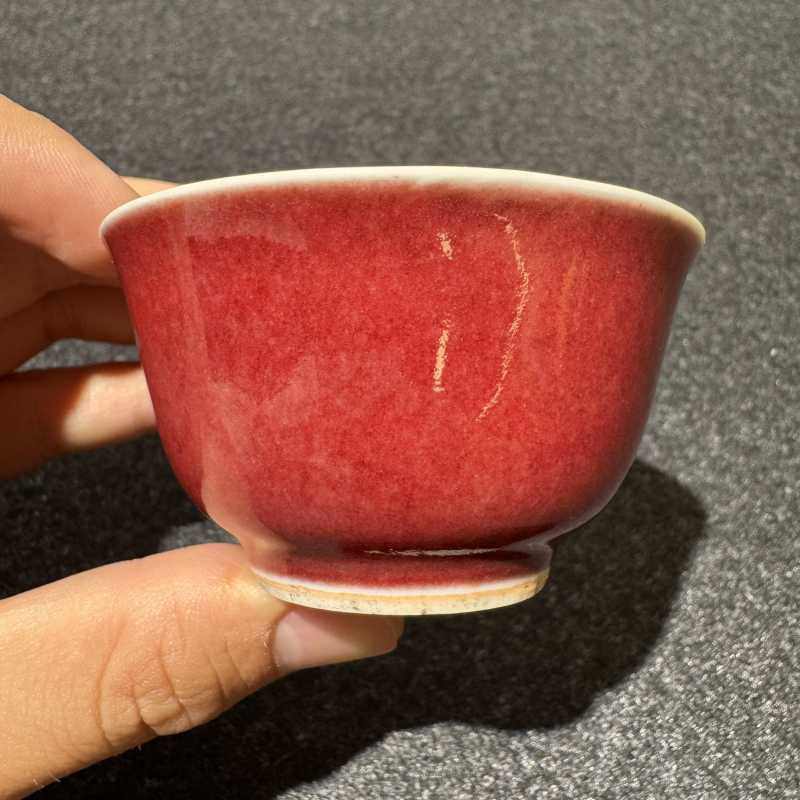 清乾隆 宝石红釉小杯 - 图2