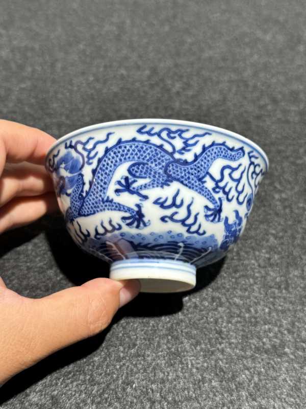 清同治 青花云龙纹小碗 - 图5