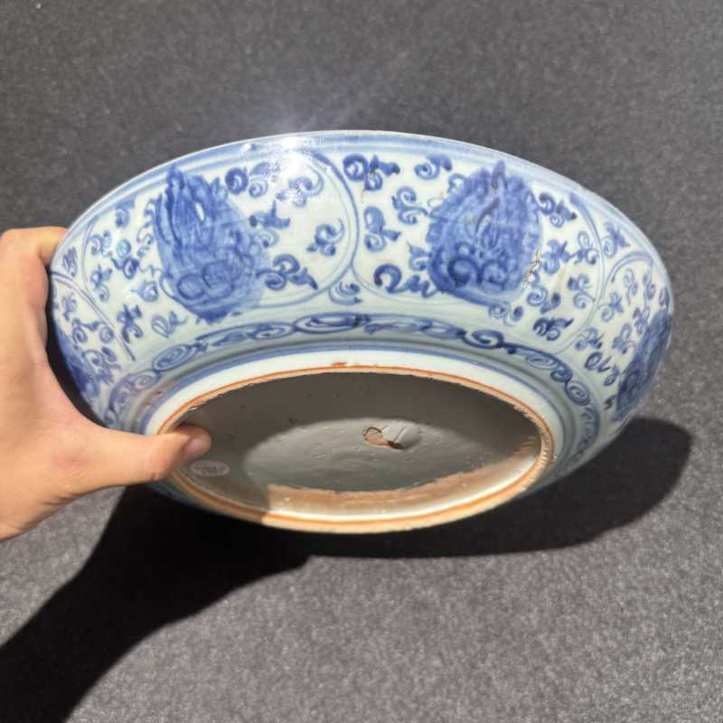 明中期 青花花卉狮纹盘 - 图6