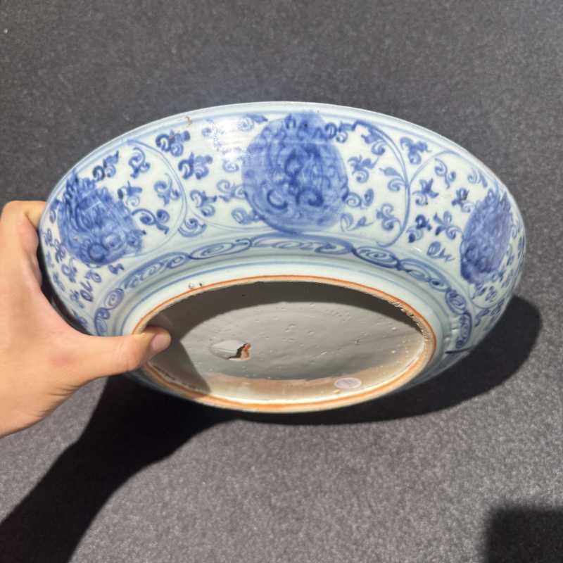 明中期 青花花卉狮纹盘 - 图7