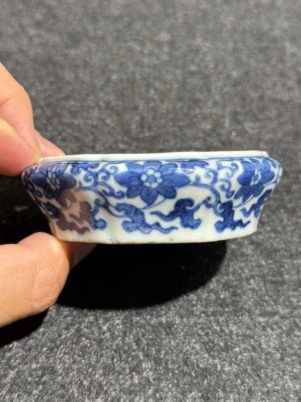 清中期 青花釉里红鱼藻纹陶公洗 - 图6