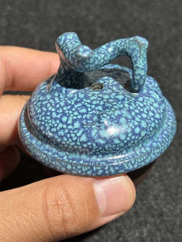 清乾隆 宜兴窑炉钧釉捏塑岁寒三友壶 - 图13