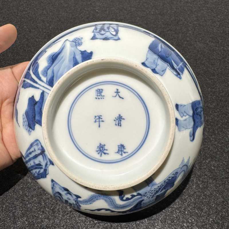 清康熙 青花八仙行乐图碗 - 图7