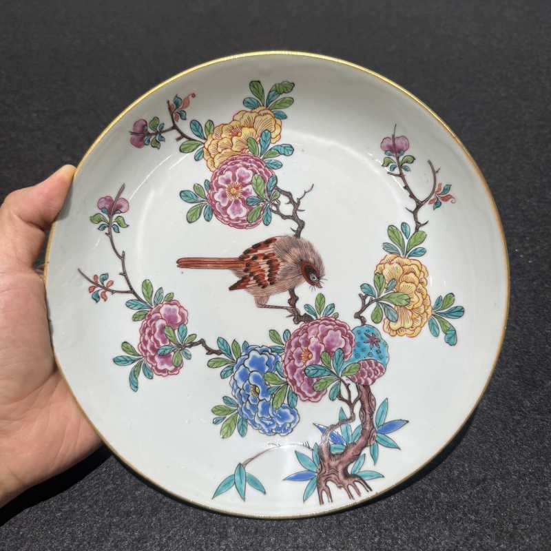 清雍正 广珐琅花鸟纹盘一组六件 - 图3