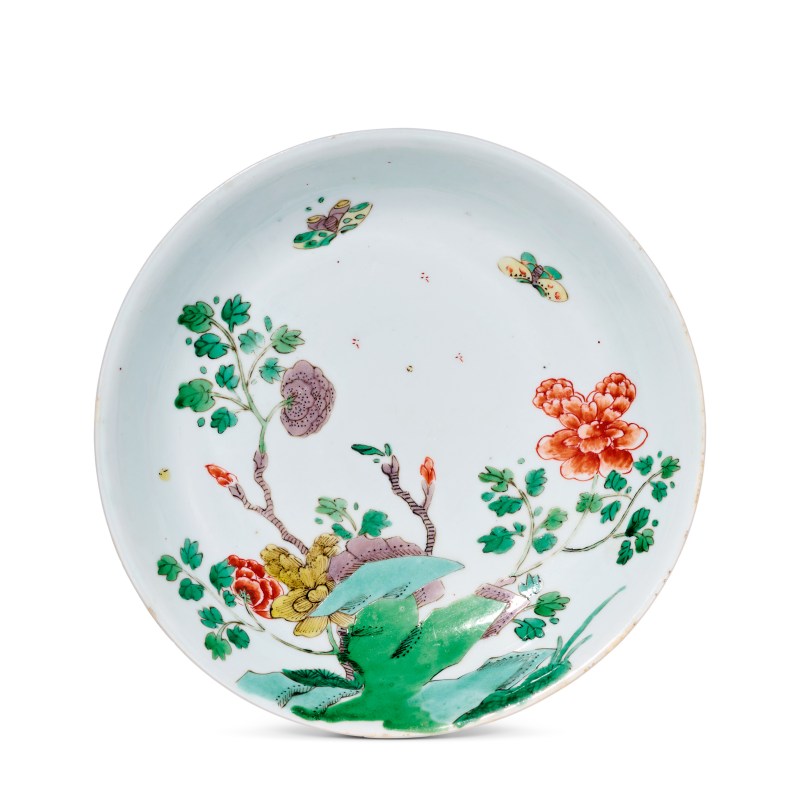 清康熙 五彩蝶恋花纹盘