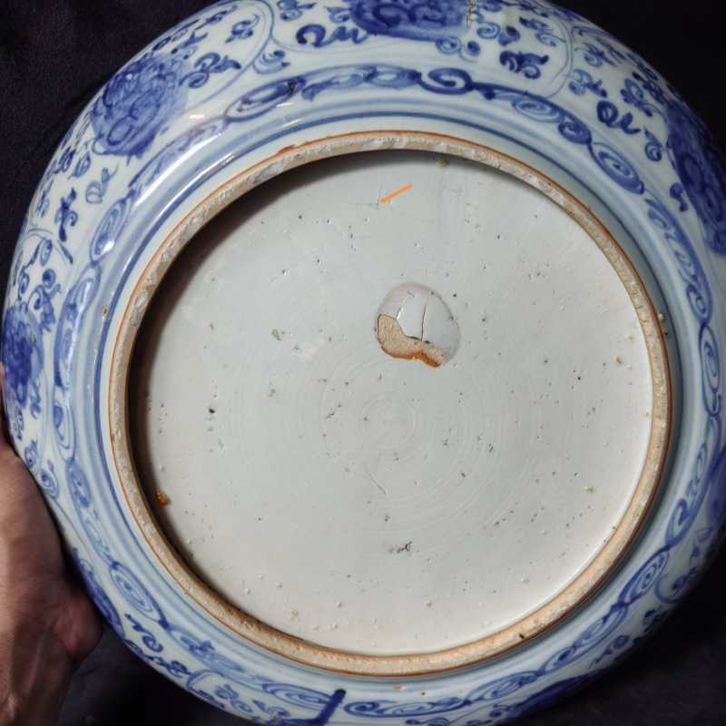 明中期 青花花卉狮纹盘 - 图9