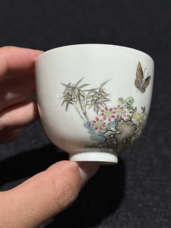 民国 粉彩蝶恋花纹杯 - 图7
