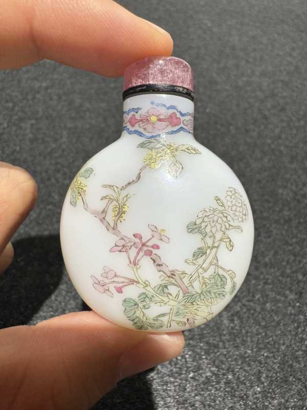 清 料胎牵牛花鼻烟壶 - 图3
