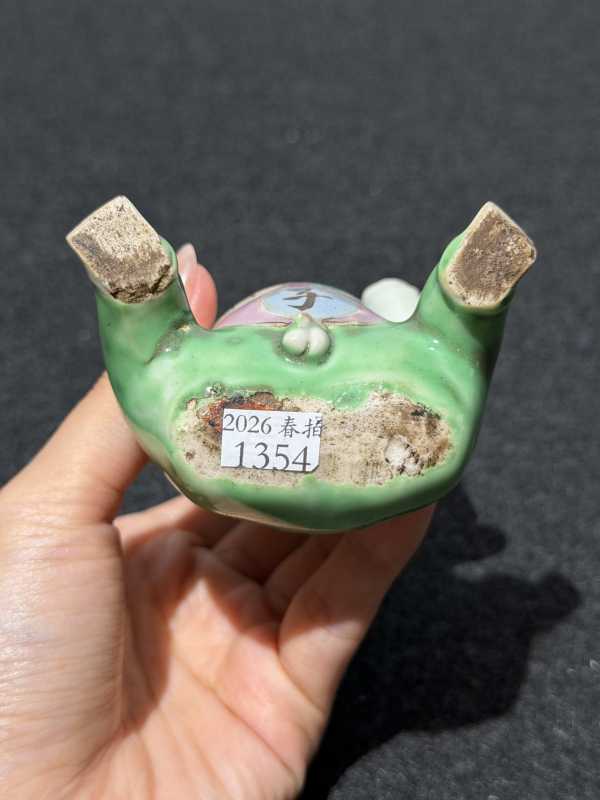 清雍正 粉彩五子登科瓷塑 - 图7
