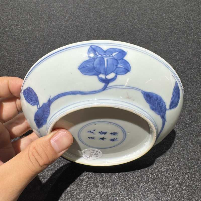 清雍正 青花仿成窑牵牛花纹盘 - 图5