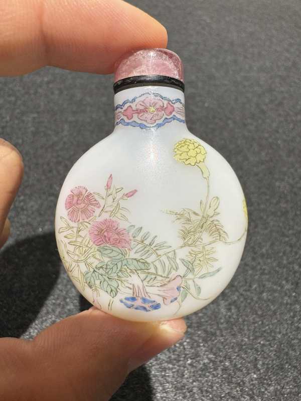 清 料胎牵牛花鼻烟壶 - 图4