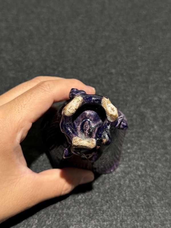 清康熙 茄皮紫釉兰花杯一对 - 图11