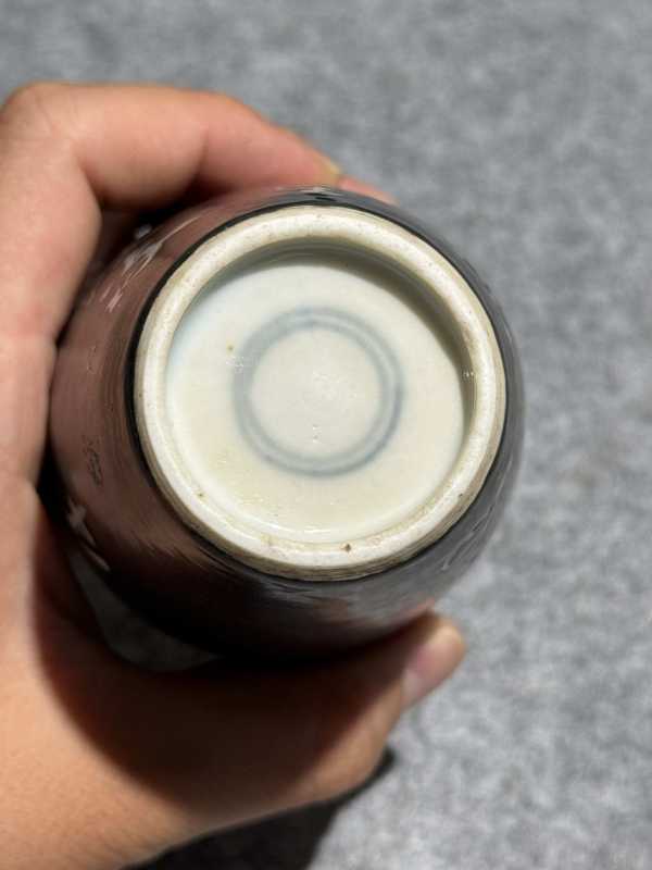 清康熙 墨地留白诗文梅瓶 - 图9