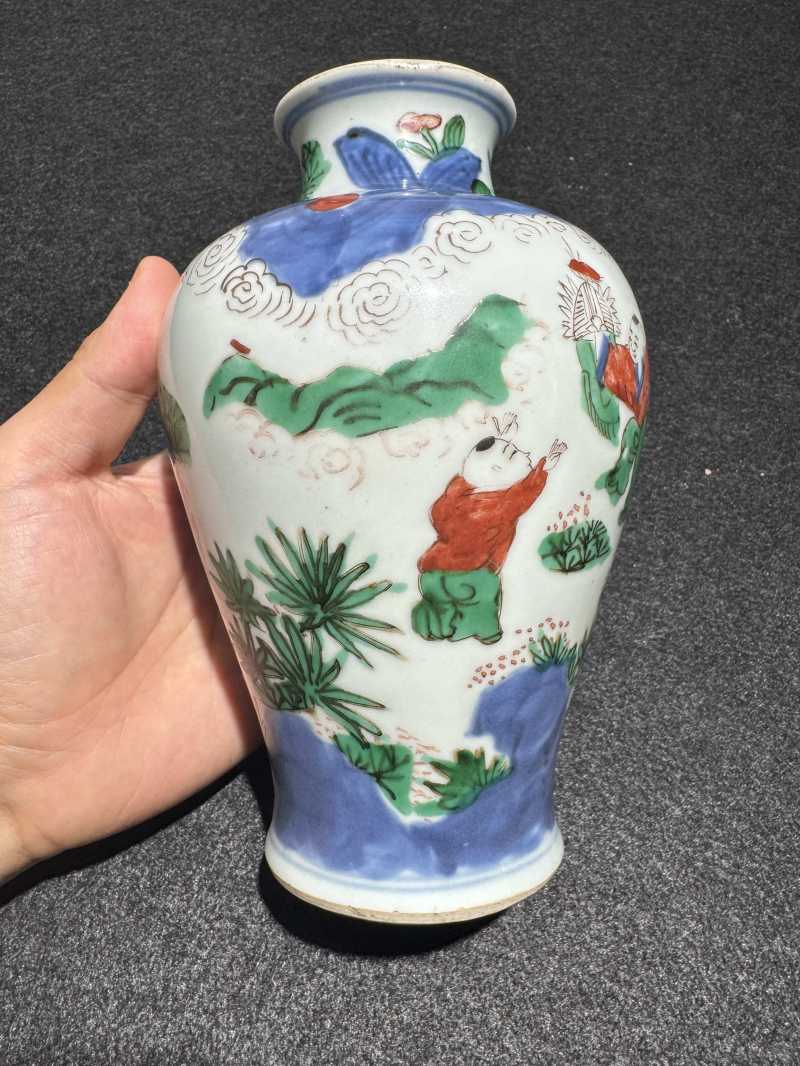 清康熙 青花五彩婴戏小罐 - 图5